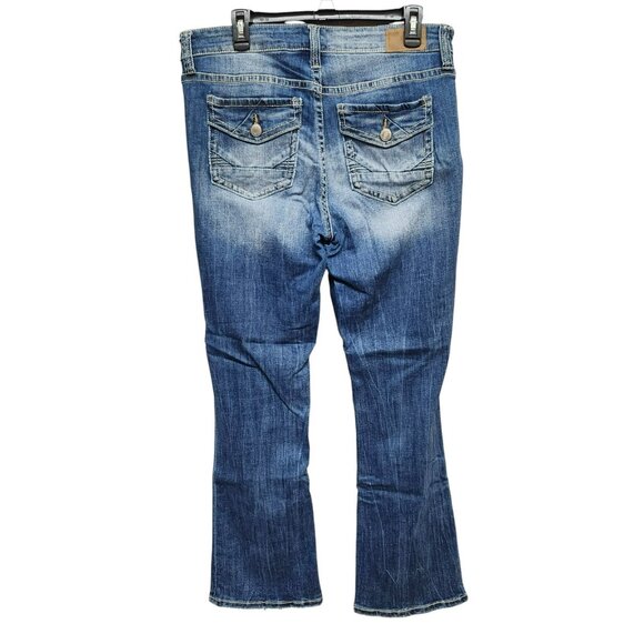 Daytrip Womens 33R Virgo Bootcut Jeans Blue High Rise Denim Medium Wash Stretch - Picture 2 of 16